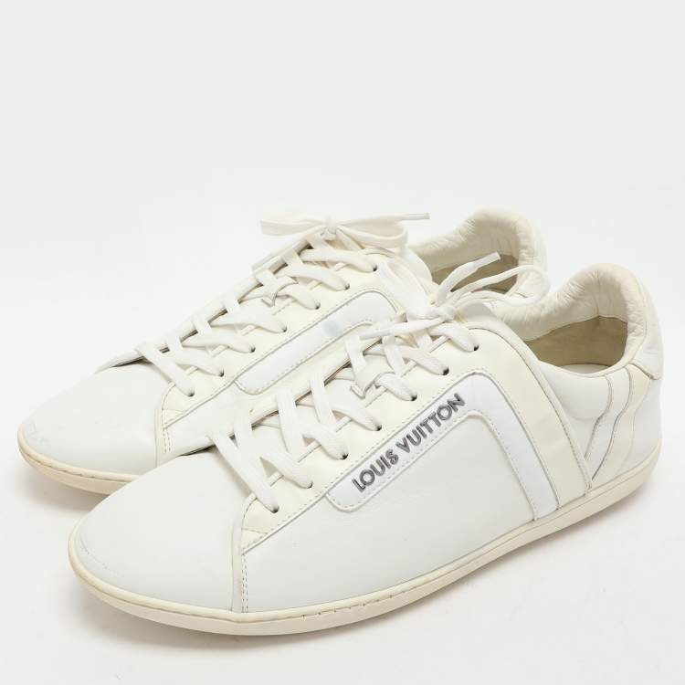 Pre Owned Louis Vuitton White Leather Low Top Sneakers Size 42.5