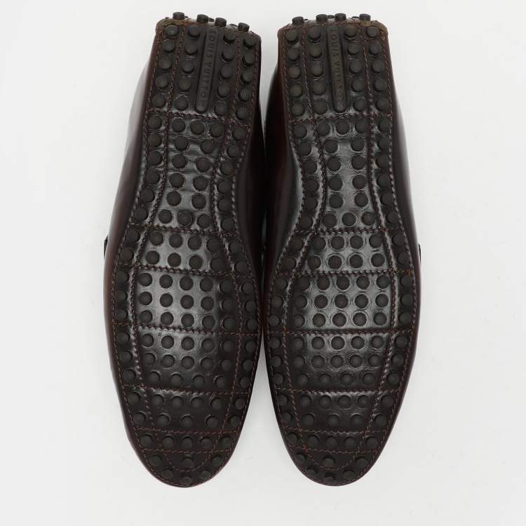 Pre Owned Louis Vuitton Brown Leather Hockenheim Loafers Size 44