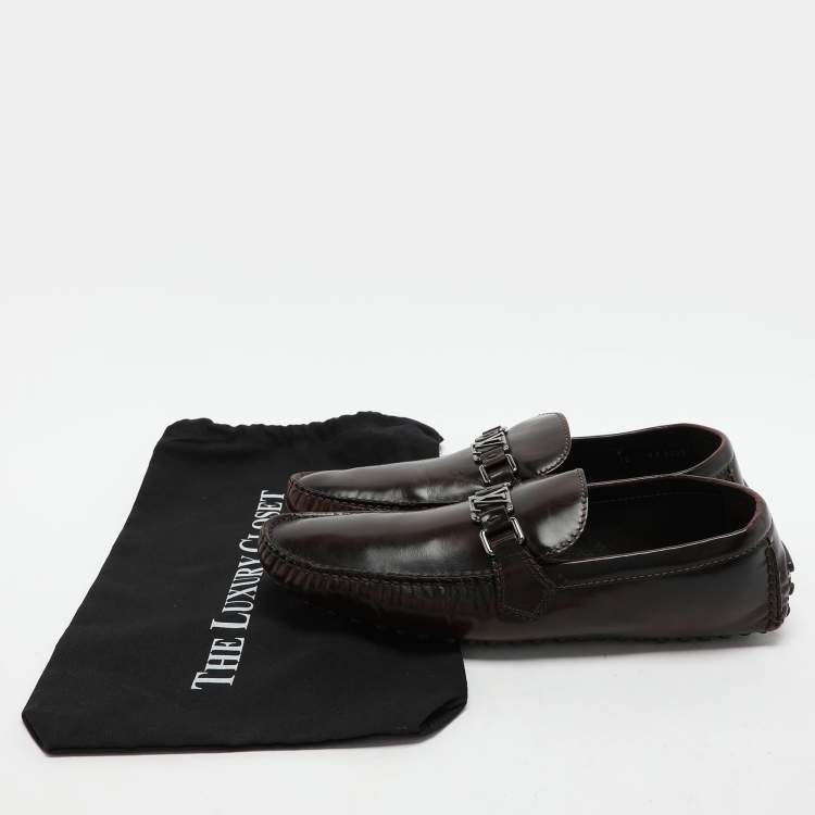 Pre Owned Louis Vuitton Brown Leather Hockenheim Loafers Size 44
