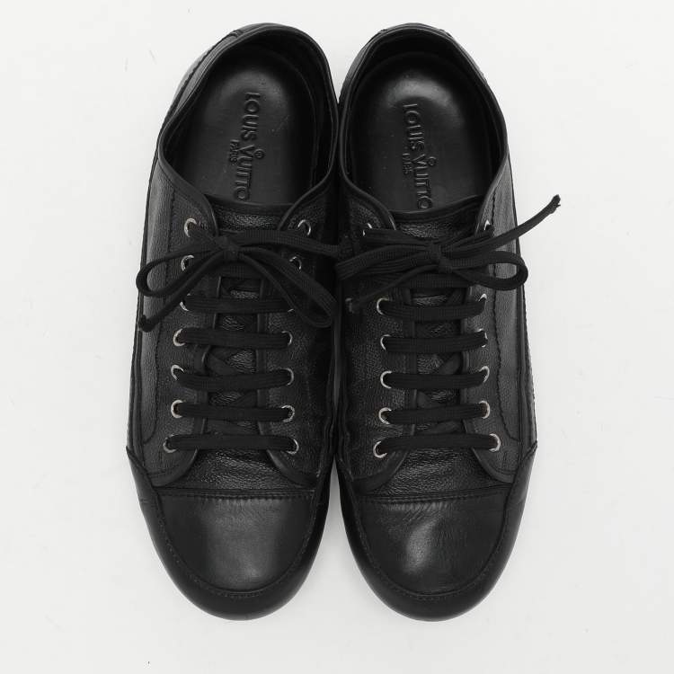 Pre Owned Louis Vuitton Black Damier Graphite Canvas and Leather Low Top Sneakers Size 43