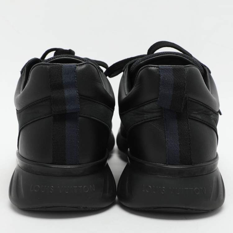 Pre Owned Louis Vuitton Black/Blue Damier Cobalt Neoprene and Suede Fastlane Low Top Sneakers Size 42