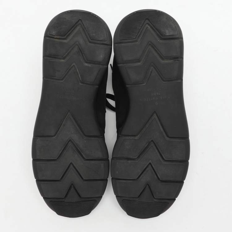 Pre Owned Louis Vuitton Black/Blue Damier Cobalt Neoprene and Suede Fastlane Low Top Sneakers Size 42