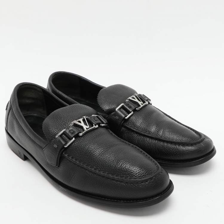 Pre Owned Louis Vuitton Black Leather Major Loafers Size 43