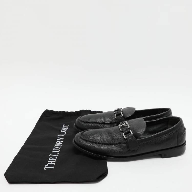 Pre Owned Louis Vuitton Black Leather Major Loafers Size 43