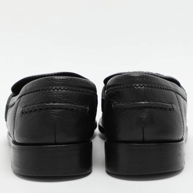 Pre Owned Louis Vuitton Black Leather Major Loafers Size 43