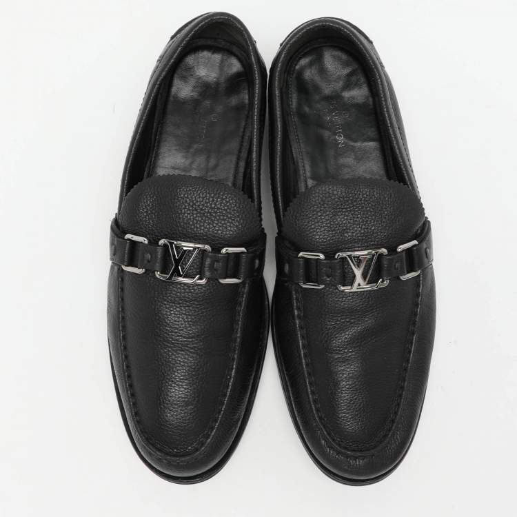 Pre Owned Louis Vuitton Black Leather Major Loafers Size 43