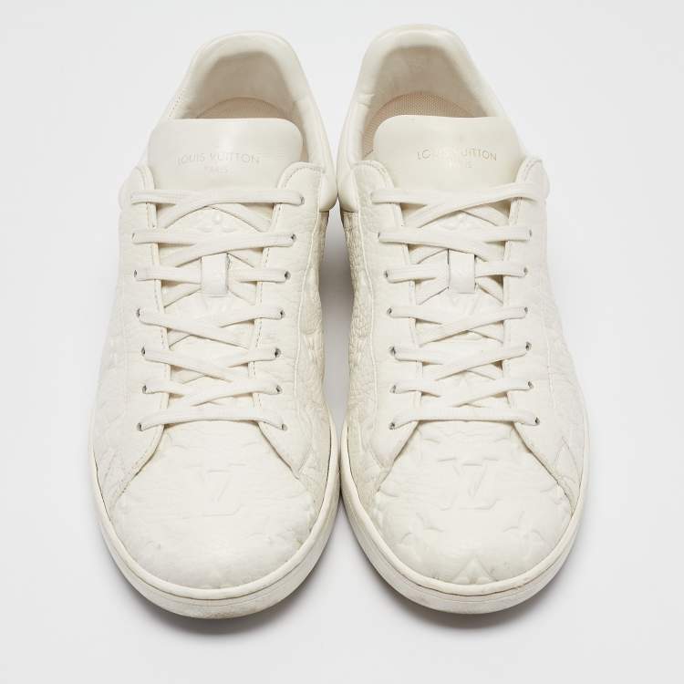 Pre Owned Louis Vuitton White Leather Luxembourg Lace Up Sneakers 41.5