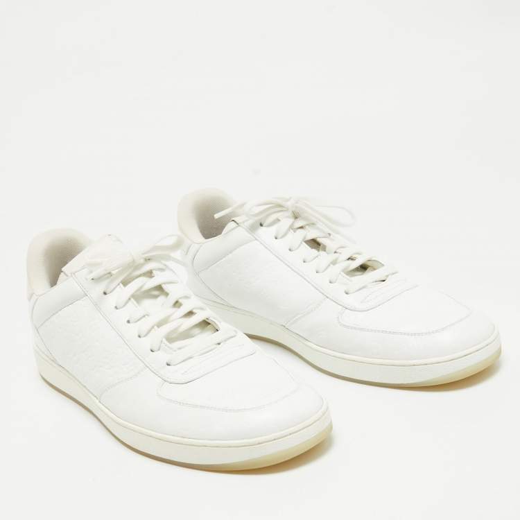 Pre Owned Louis Vuitton White Leather Rivoli Lace Up Sneakers Size 42.5