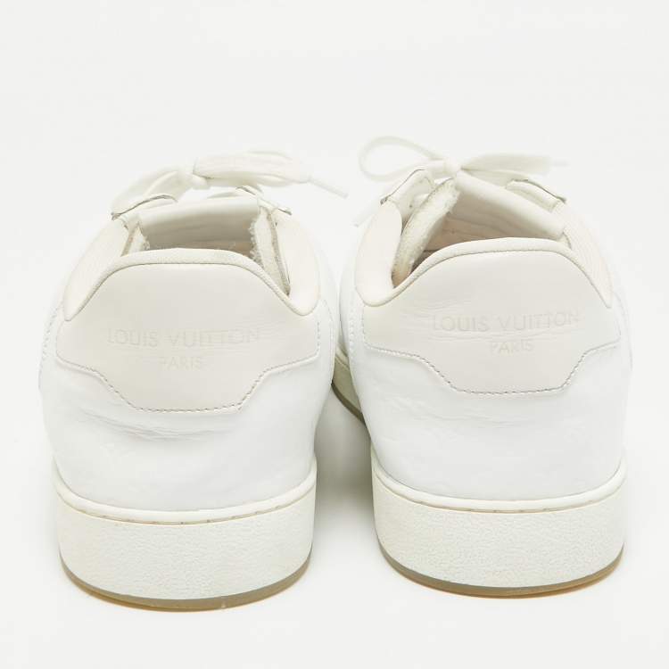 Pre Owned Louis Vuitton White Leather Rivoli Lace Up Sneakers Size 42.5
