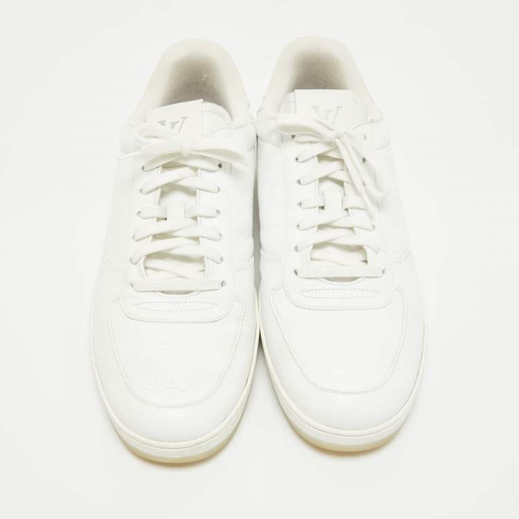 Pre Owned Louis Vuitton White Leather Rivoli Lace Up Sneakers Size 42.5