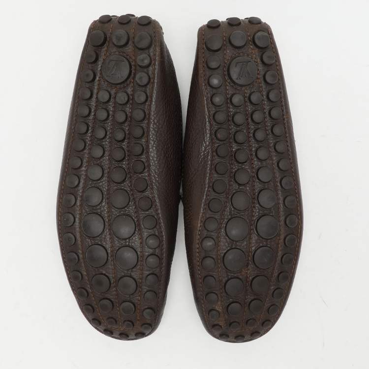 Pre Owned Louis Vuitton Brown Leather Bow Loafers Size 44