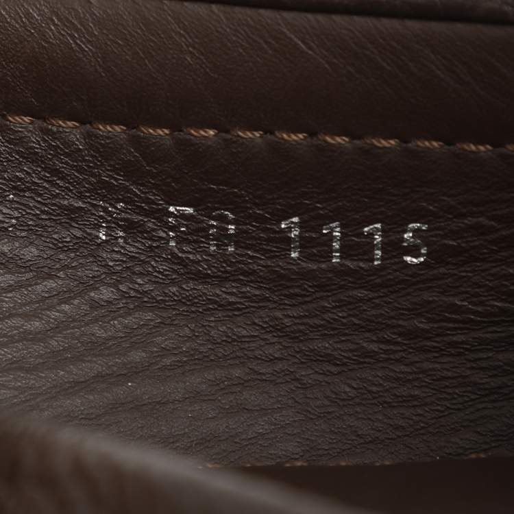 Pre Owned Louis Vuitton Brown Leather Bow Loafers Size 44