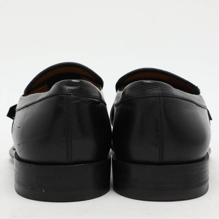 Pre Owned Louis Vuitton Black Damier Embossed Leather Loafers Size 41