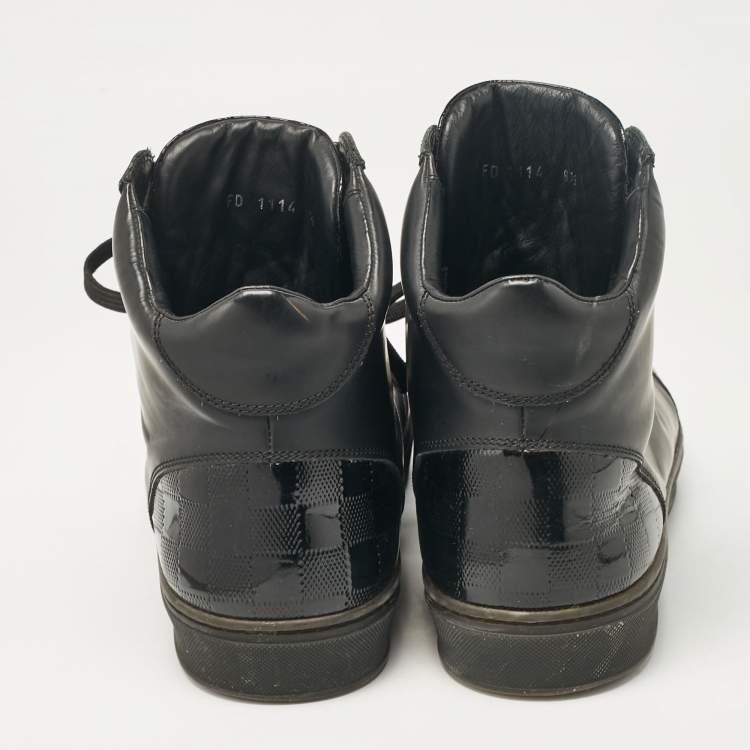 Pre Owned Louis Vuitton Black Leather Slipstream High Top Sneakers Size 42.5