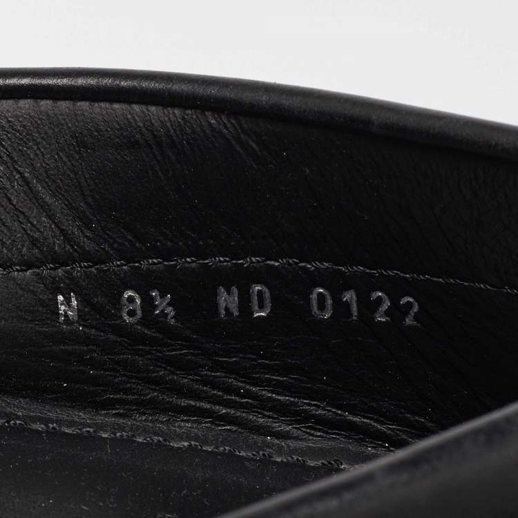 Pre Owned Louis Vuitton Black Leather Bow Arizona Loafers Size 42.5