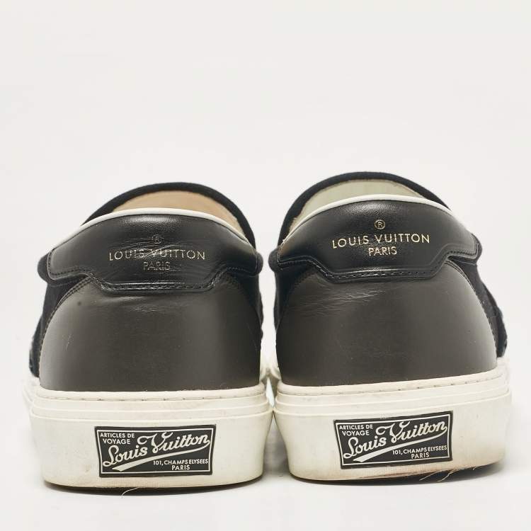 مملوكة مسبقًا Louis Vuitton Black Canvas and Leather Slip On Sneakers Size 43