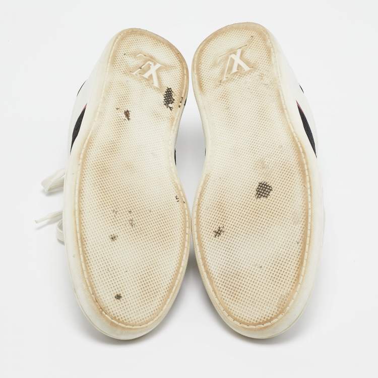 مملوكة مسبقًا Louis Vuitton White Leather Waterline Lace Up Sneakers Size 42.5