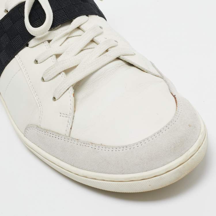 مملوكة مسبقًا Louis Vuitton White Leather Waterline Lace Up Sneakers Size 42.5