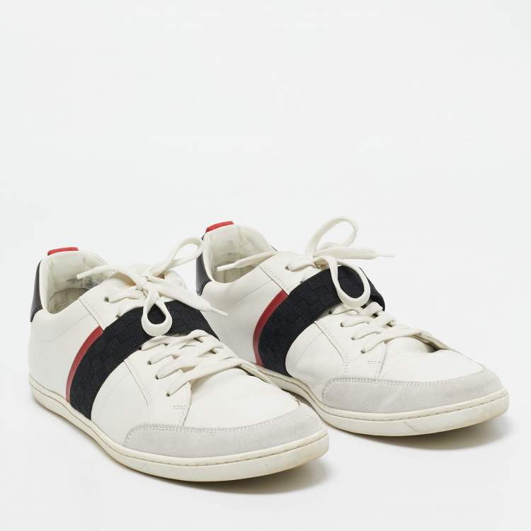 مملوكة مسبقًا Louis Vuitton White Leather Waterline Lace Up Sneakers Size 42.5