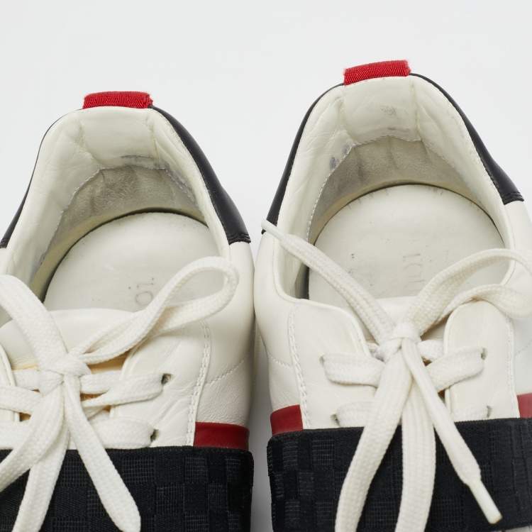 مملوكة مسبقًا Louis Vuitton White Leather Waterline Lace Up Sneakers Size 42.5