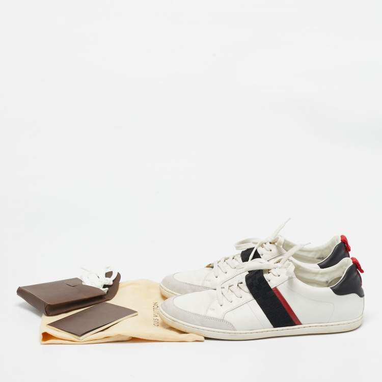 مملوكة مسبقًا Louis Vuitton White Leather Waterline Lace Up Sneakers Size 42.5