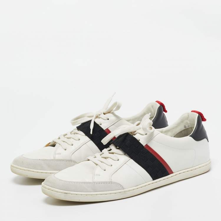 مملوكة مسبقًا Louis Vuitton White Leather Waterline Lace Up Sneakers Size 42.5