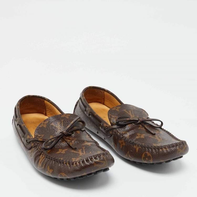 مملوكة مسبقًا Louis Vuitton Brown Monogram Canvas Gloria Slip on Loafers Size 41.5