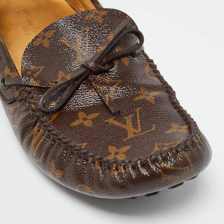 مملوكة مسبقًا Louis Vuitton Brown Monogram Canvas Gloria Slip on Loafers Size 41.5