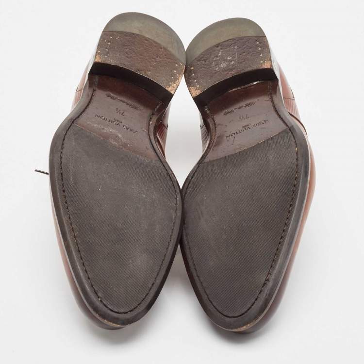 Pre Owned Louis Vuitton Brown Leather Lace Up Derby Size 41.5