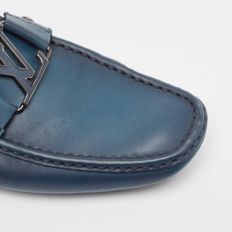 مملوكة مسبقًا Louis Vuitton Blue Leather Monte Carlo Loafers Size 42
