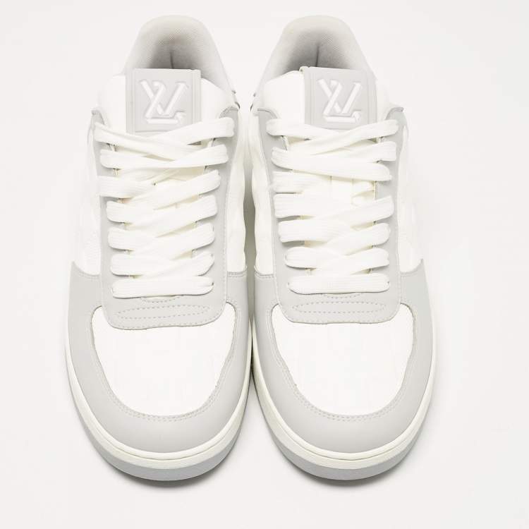 Pre Owned Louis Vuitton Grey/White Faux Leather Rivoli Sneakers Size 40.5