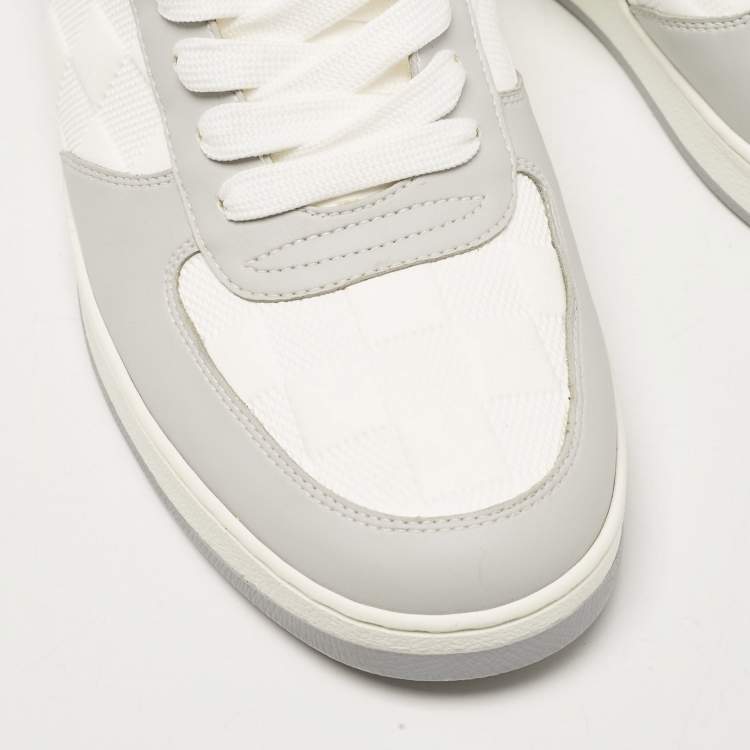 Pre Owned Louis Vuitton Grey/White Faux Leather Rivoli Sneakers Size 40.5