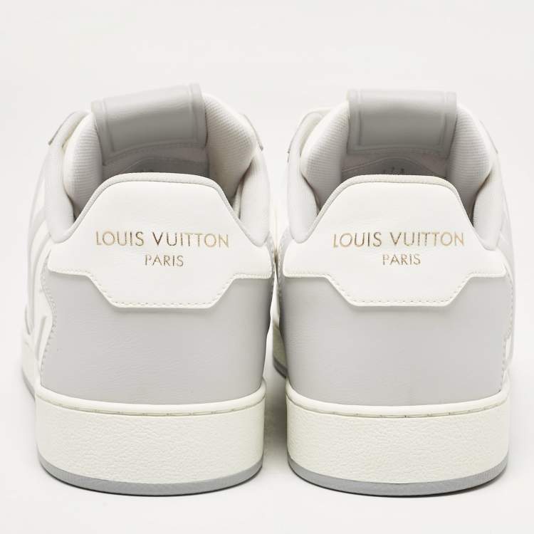 Pre Owned Louis Vuitton Grey/White Faux Leather Rivoli Sneakers Size 40.5