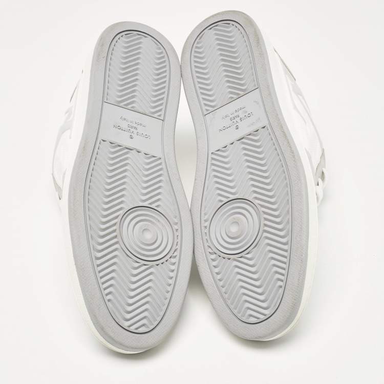 Pre Owned Louis Vuitton Grey/White Faux Leather Rivoli Sneakers Size 40.5