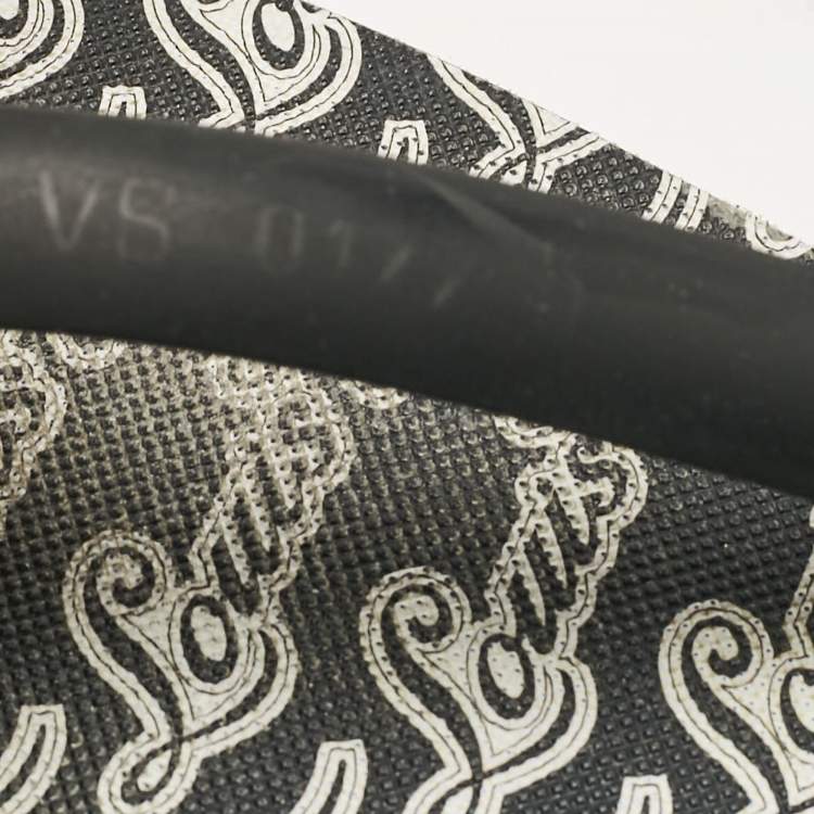 Pre Owned Louis Vuitton Black/White Logo Print Rubber Molitor Thong Sandals Size 43