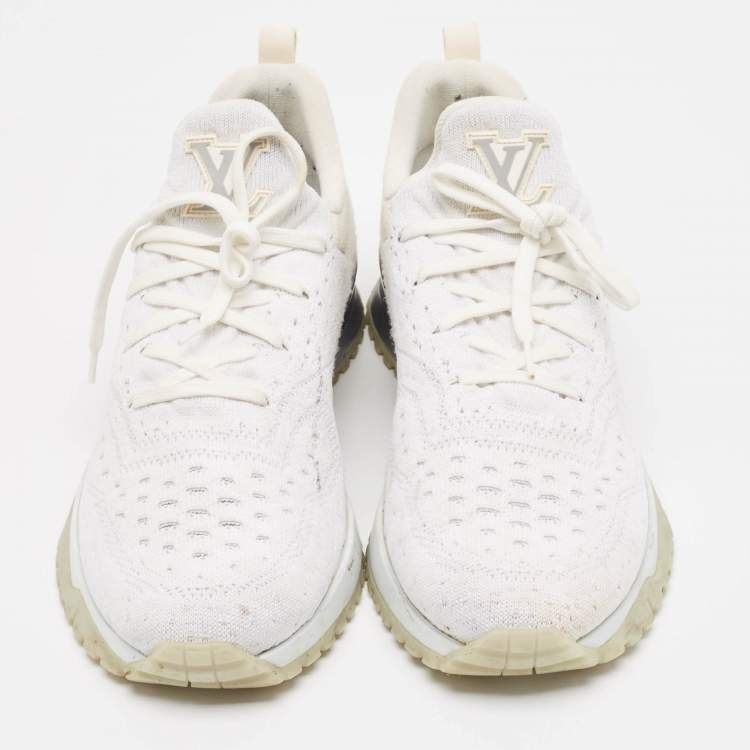 Pre Owned Louis Vuitton White Knit Fabric VNR Lace Up Sneakers Size 43