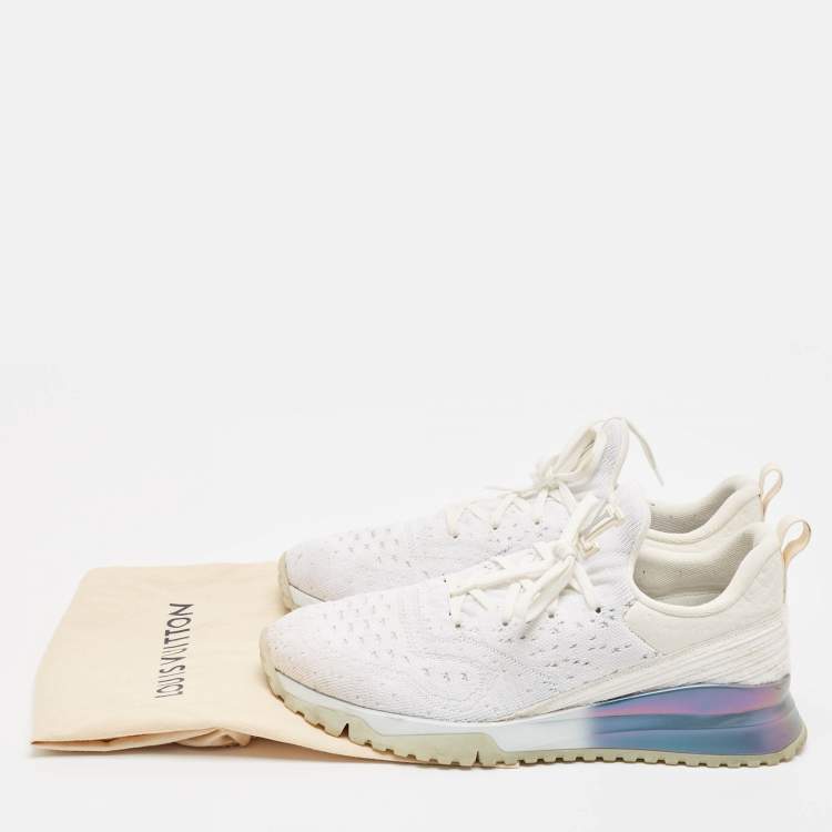 Pre Owned Louis Vuitton White Knit Fabric VNR Lace Up Sneakers Size 43