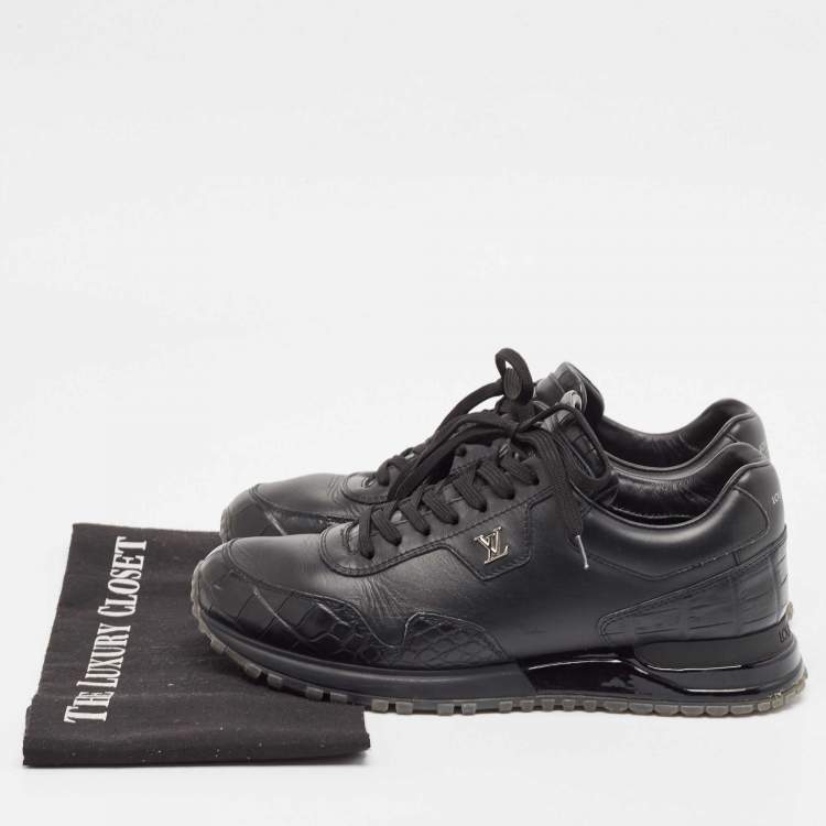 Pre Owned Louis Vuitton Black Croc Embossed Leather Leather Run Away Low Top Sneakers Size 40