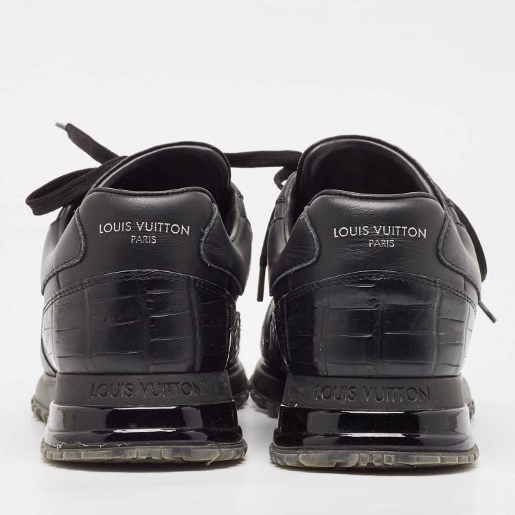 Pre Owned Louis Vuitton Black Croc Embossed Leather Leather Run Away Low Top Sneakers Size 40