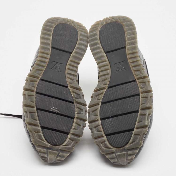 Pre Owned Louis Vuitton Black Croc Embossed Leather Leather Run Away Low Top Sneakers Size 40