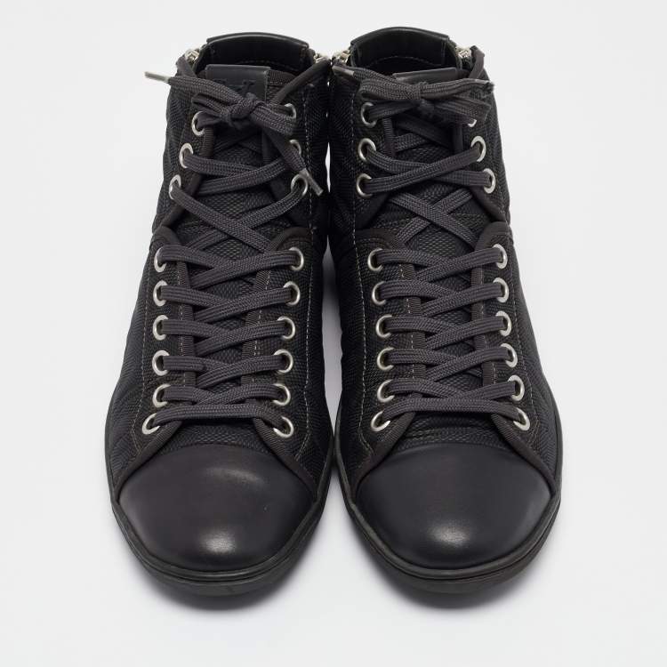 Pre Owned Louis Vuitton Black Nylon and Leather High Top Sneakers Size 41