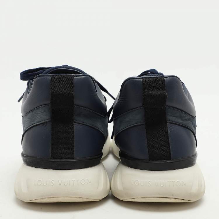 مملوكة مسبقًا Louis Vuitton Blue Damier Ebene Neoprene Fastlane Low Top Sneakers Size 42.5