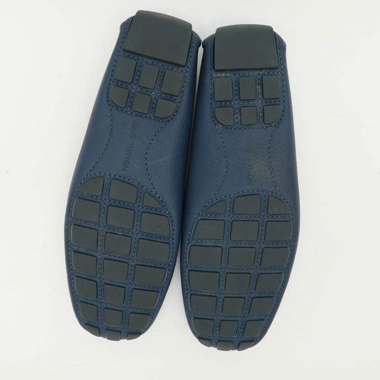 Pre Owned Louis Vuitton Blue Leather Monte Carlo Loafers Size 42.5