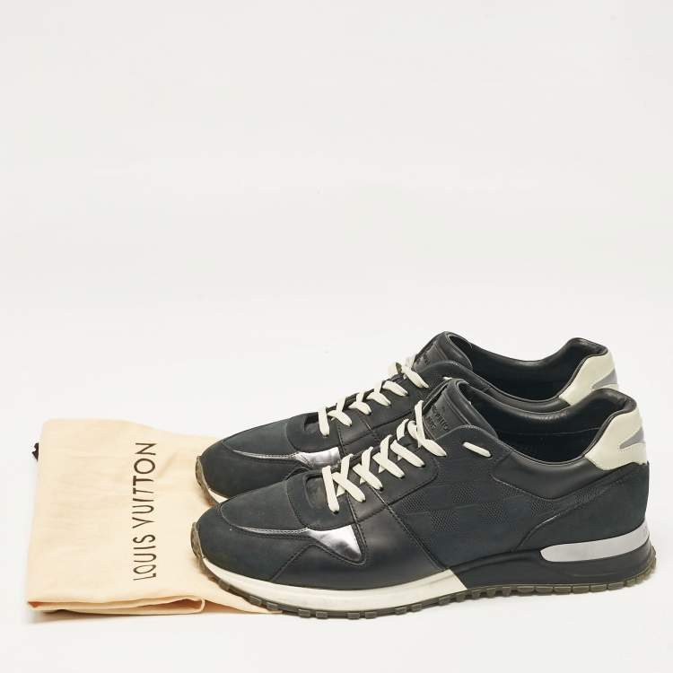 Pre Owned Louis Vuitton Black Damier Nubuck and Leather Run Away Sneakers Size 41.5