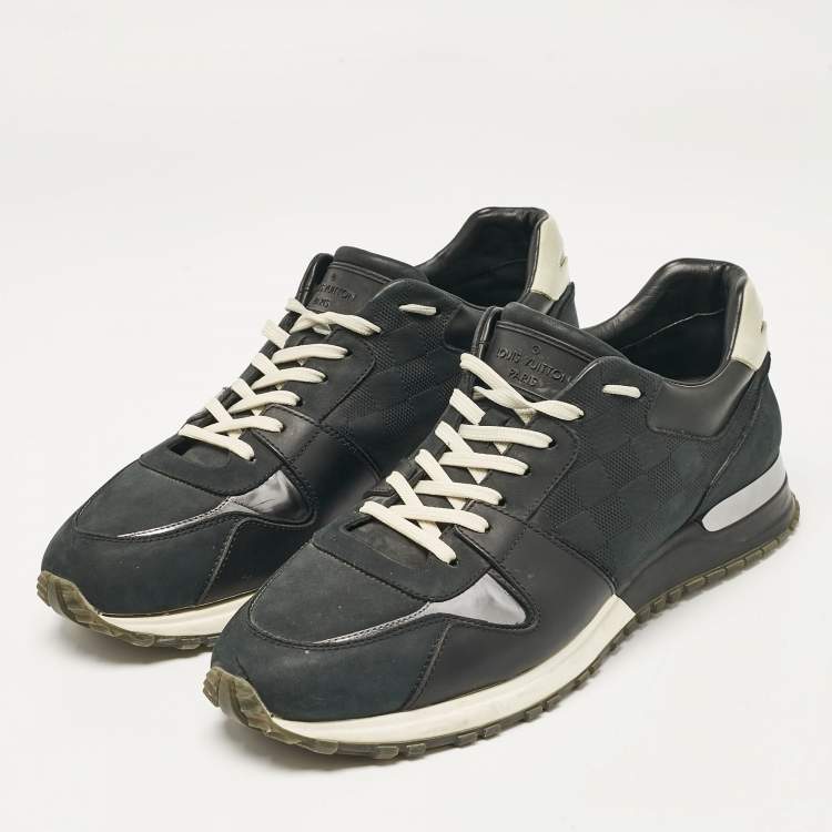 Pre Owned Louis Vuitton Black Damier Nubuck and Leather Run Away Sneakers Size 41.5