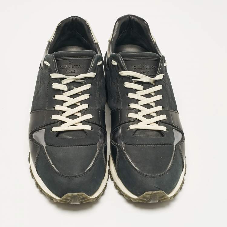 Pre Owned Louis Vuitton Black Damier Nubuck and Leather Run Away Sneakers Size 41.5