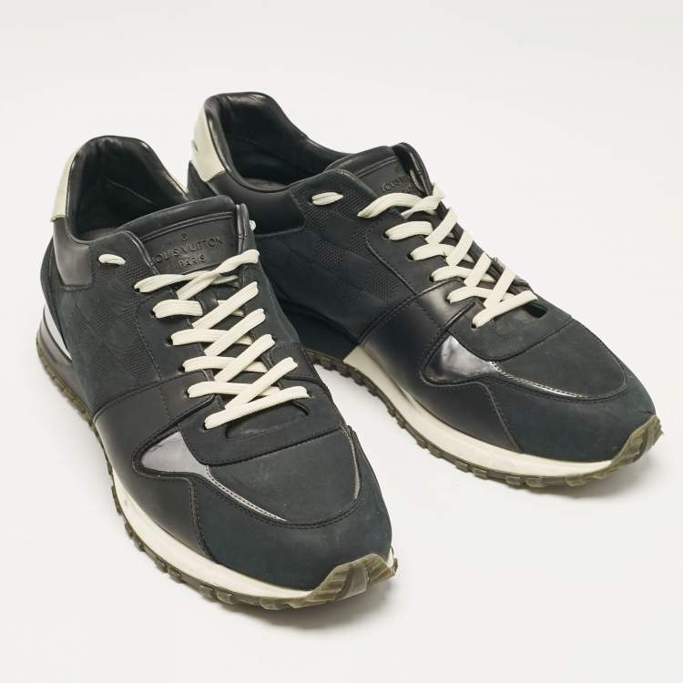 Pre Owned Louis Vuitton Black Damier Nubuck and Leather Run Away Sneakers Size 41.5