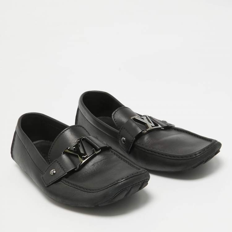 Pre Owned Louis Vuitton Black Leather Monte Carlo Loafers Size 43.5