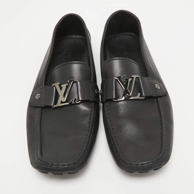 Pre Owned Louis Vuitton Black Leather Monte Carlo Loafers Size 43.5