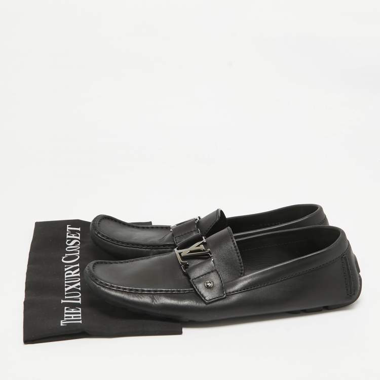 Pre Owned Louis Vuitton Black Leather Monte Carlo Loafers Size 43.5